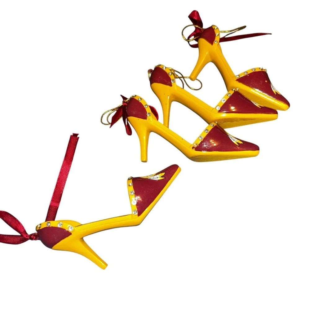Washington commanders redskins lot of 4 mini high heel shoes Christmas ornaments